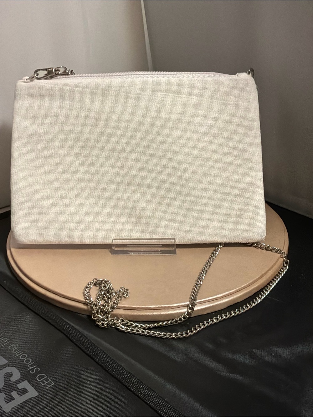 Beaded Floral Crossbody Bag in Ivory and Black - Picture 4 of 5